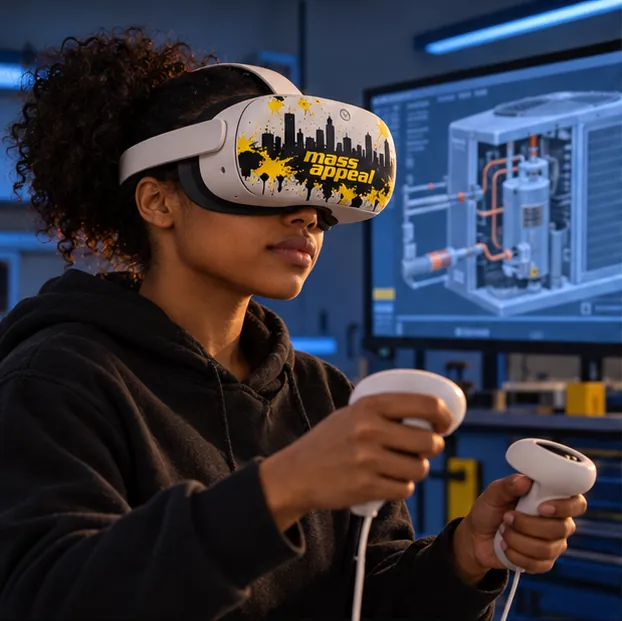 Exploring HVAC repair in VR with a Mass Appeal headset